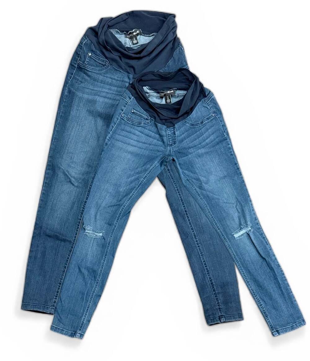 Lot of 2 Indigo Blue Full Panel  Maternity Jeans Size Small